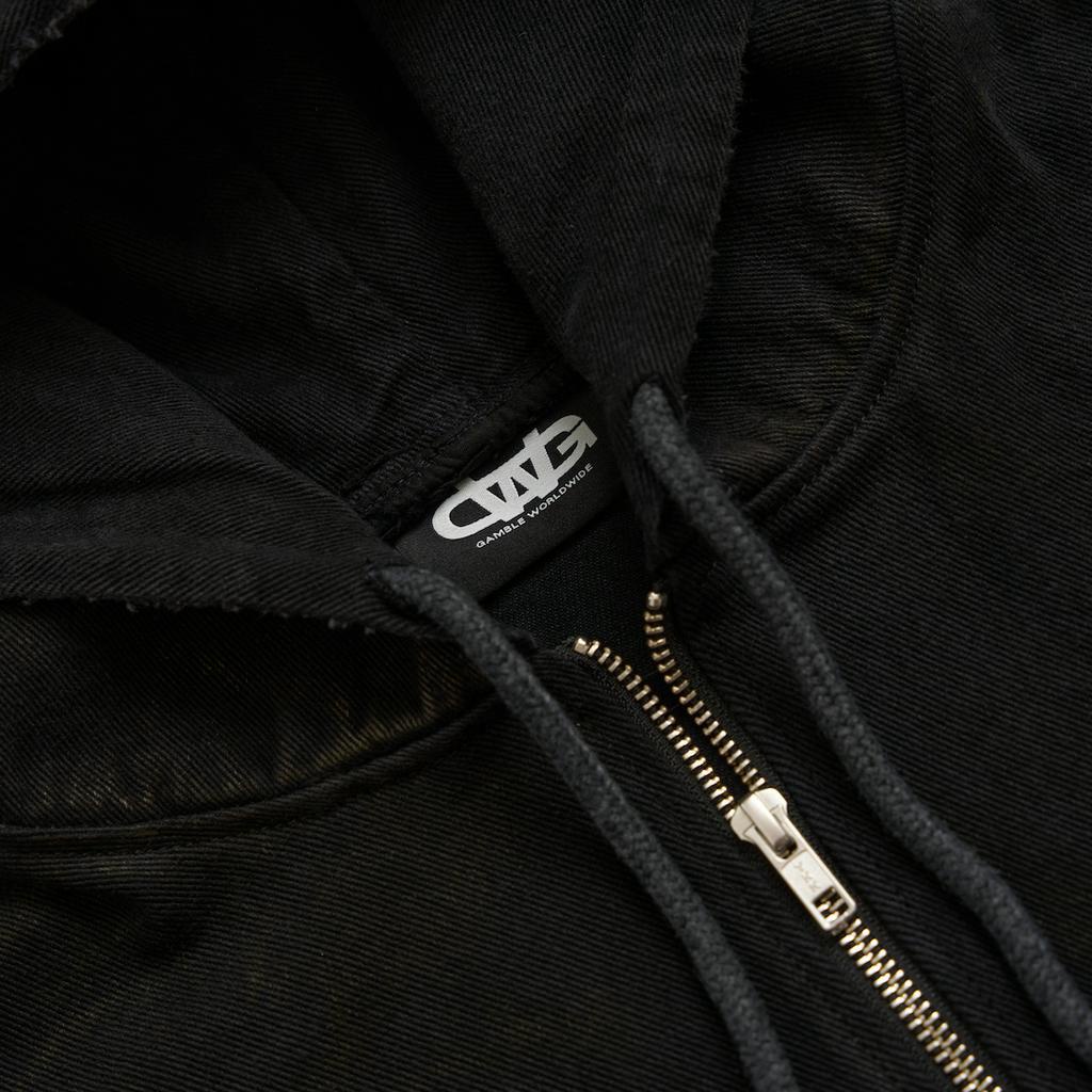 TRASH FULLZIP HOODIE BLACK / Áo hoodie vải jeans / GAMBLE WORLDWIDE