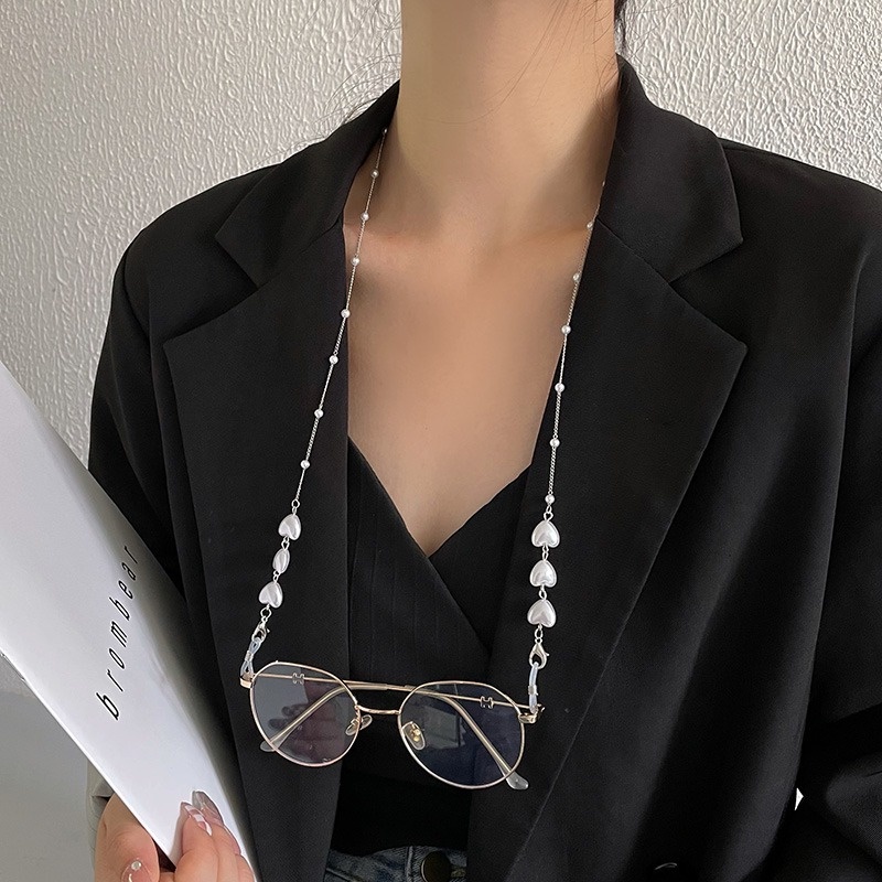 Dây đeo giữ kính mắt DIY đính hạt ngọc trai nhân tạo chống mất tiện lợi