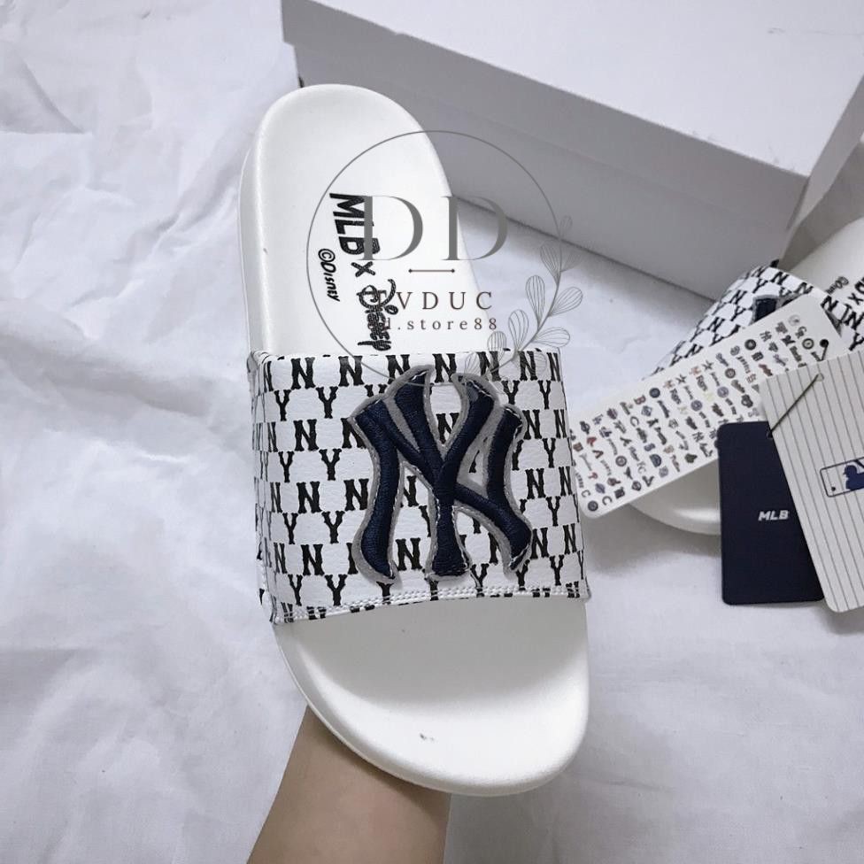 Dép M.L.B Unisex NY Chữ Thêu Sắc Nét,Quai Ngang Dày Dặn, Đế êm HOT 2021