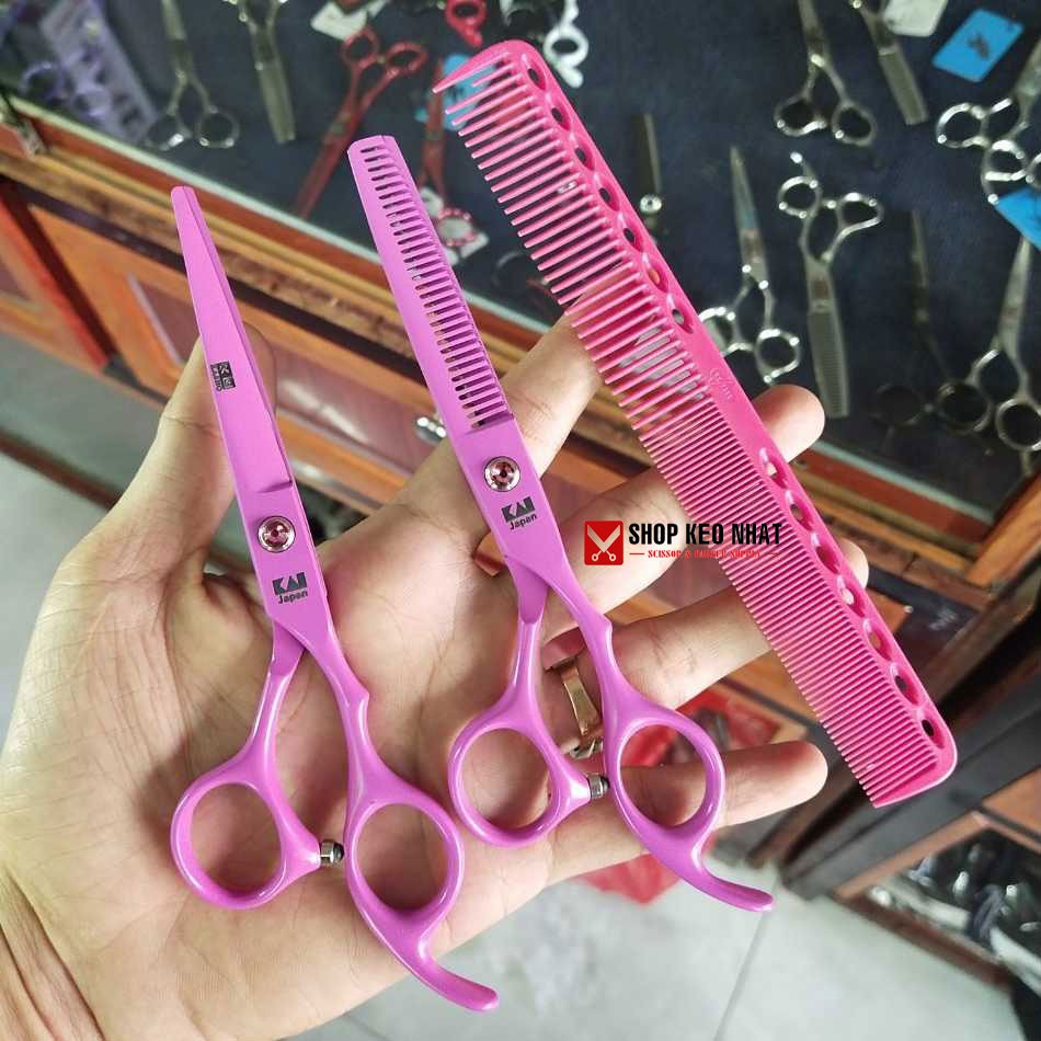 Bộ kéo cắt tóc hồng Kasho KO-600