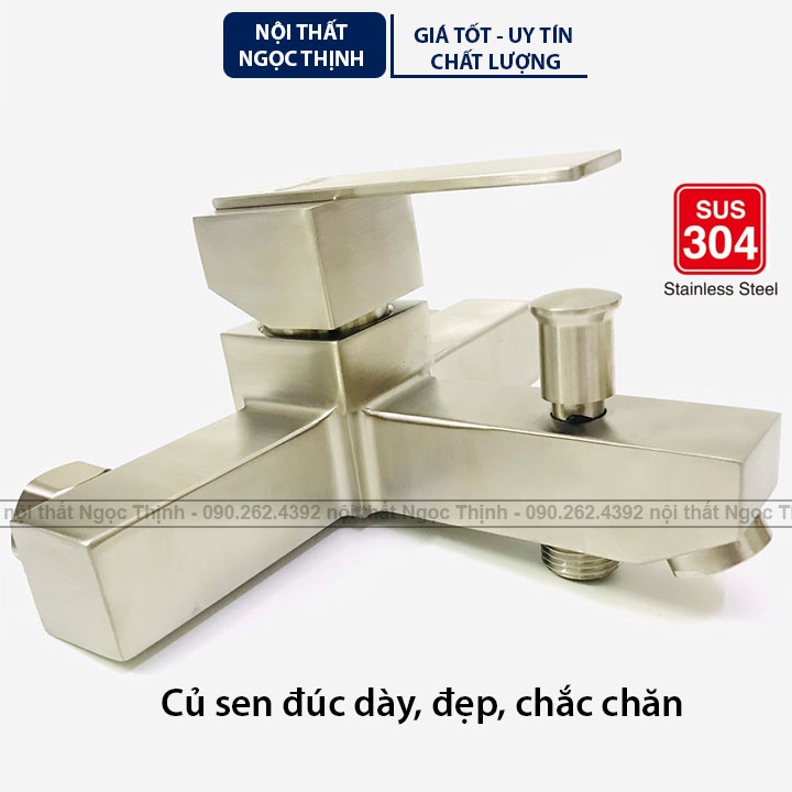 Bộ củ sen tắm nóng lạnh SENTANO kiểu VUÔNG inox 304 không gỉ cao cấp kèm đủ phụ kiện inox 304