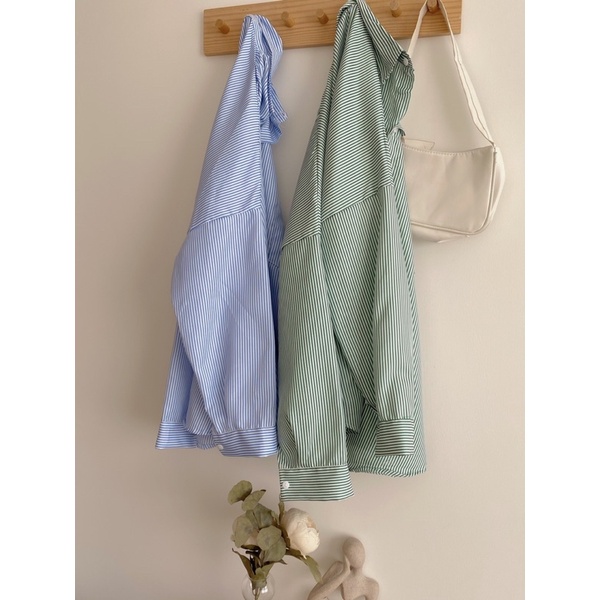 Áo sơmi kẻ sọc túi ngực dáng unisex hàng chuẩn l1 phong các Hàn Quốc -Cuastore.vn