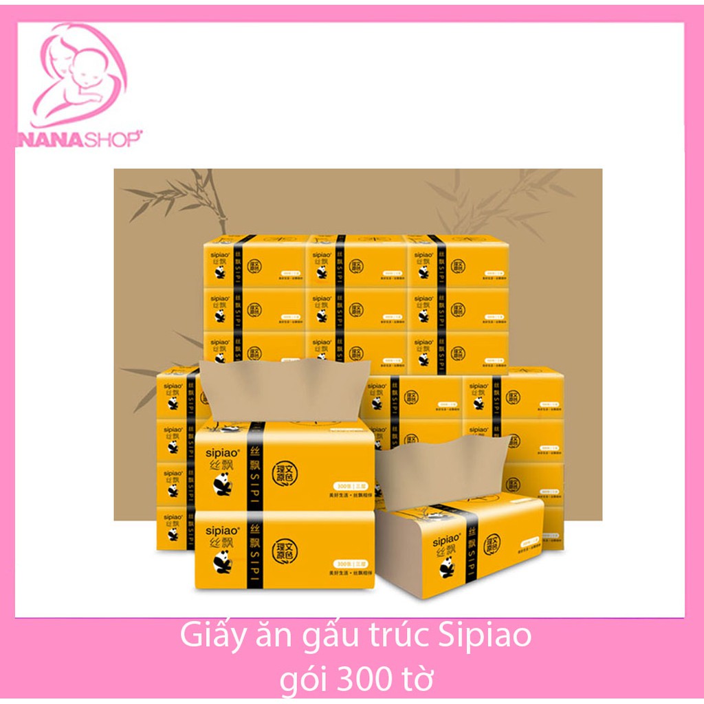 [Mã 267FMCGSALE giảm 8% đơn 500K] Giấy ăn Gấu Trúc Sipiao gói 300 tờ