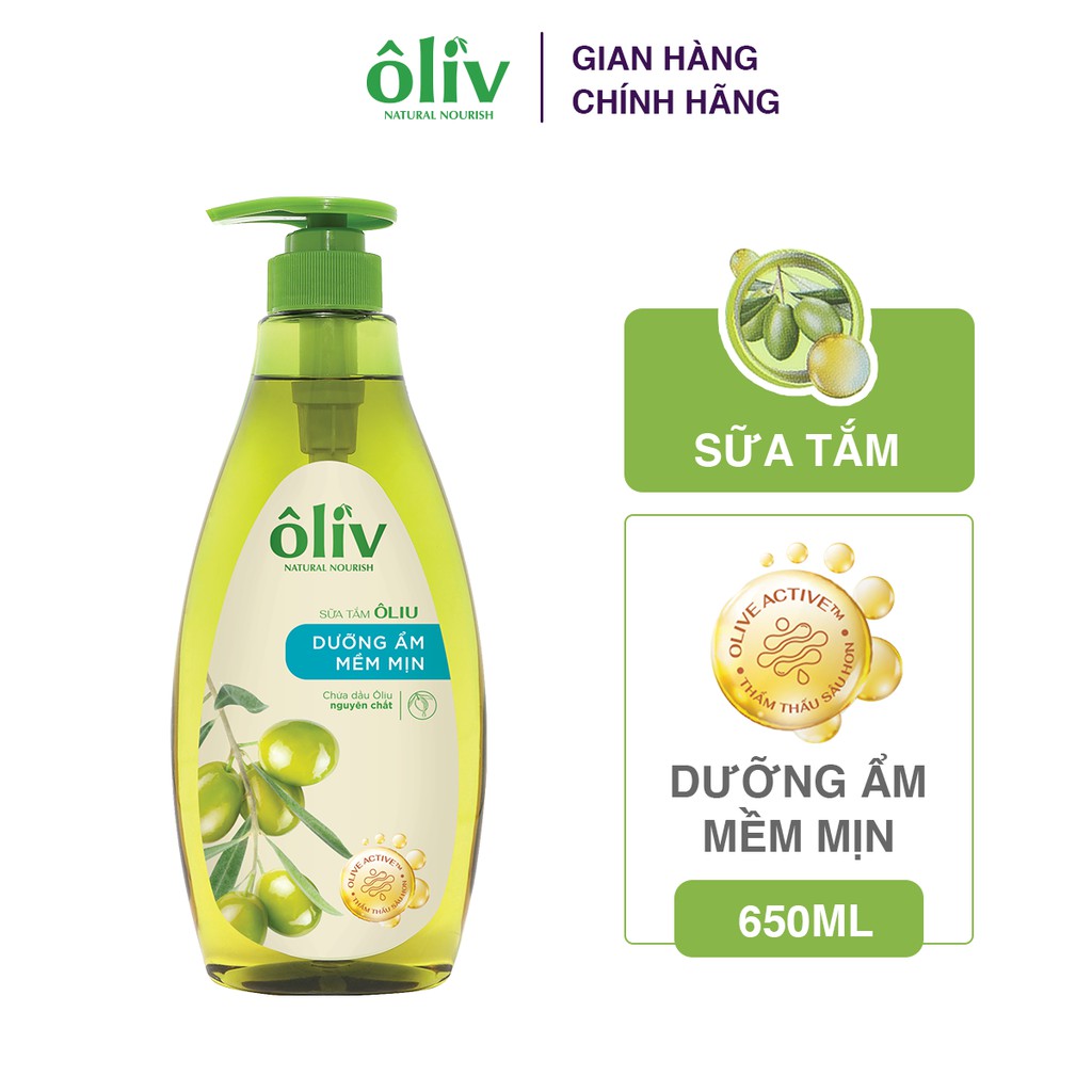 Hộp Quà Sữa Tắm Mềm Mịn Ôliv 650ml - Tặng Dầu Gội Chắc Khỏe Ôliv 100ml