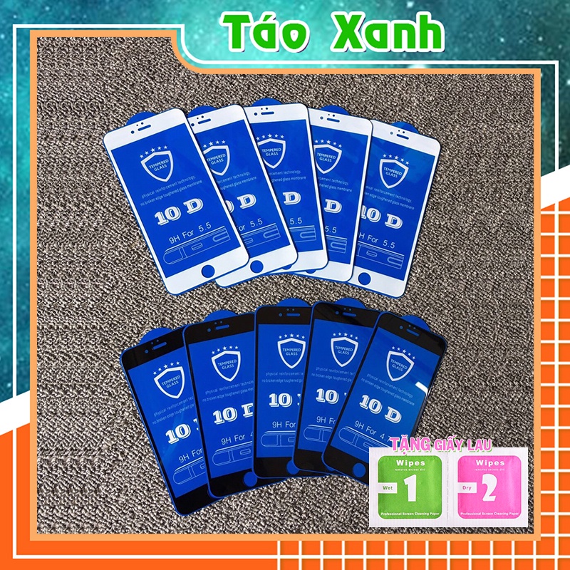 Cường Lực Ip Full màn 10D - Cường lực ip (tặng khách giấy lau Khô - Ướt) [10D]