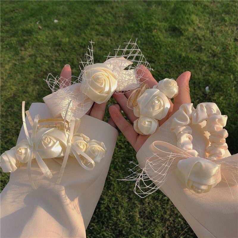 kẹp tóc dây cột tóc hoa hồng
