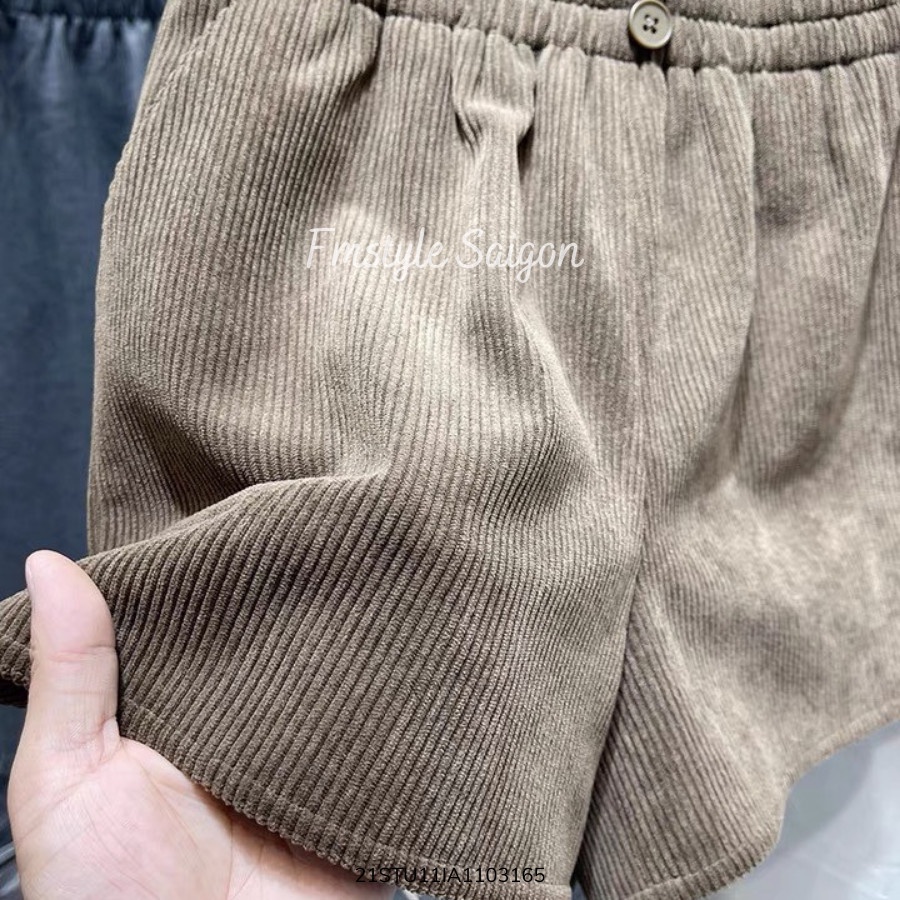 Quần short nhung lưng thun 2 nút kiểu dáng ulzzang Hàn Quốc thời trang nữ Fmstyle Saigon 21STU11IA1103