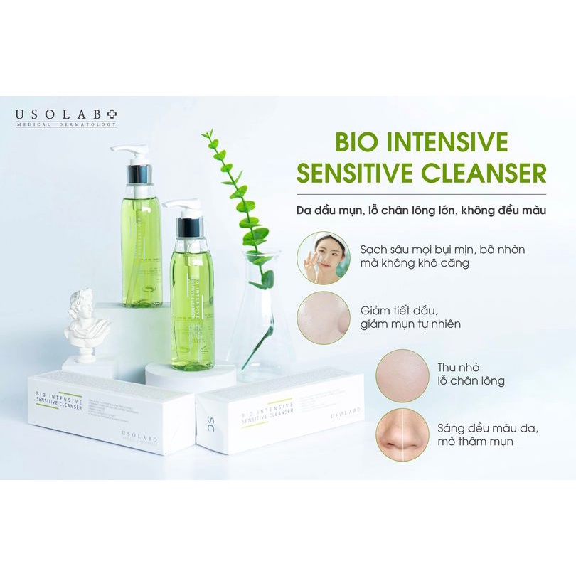 Sữa rửa mặt da dầu mụn, lỗ chân lông to 150ml Usolab Bio Intensive Sensitive Cleanser