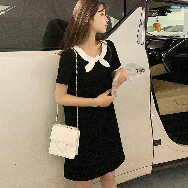 Đầm chữ A tay ngắn cổ tròn thiết kế dáng rộng che khuyết điểm