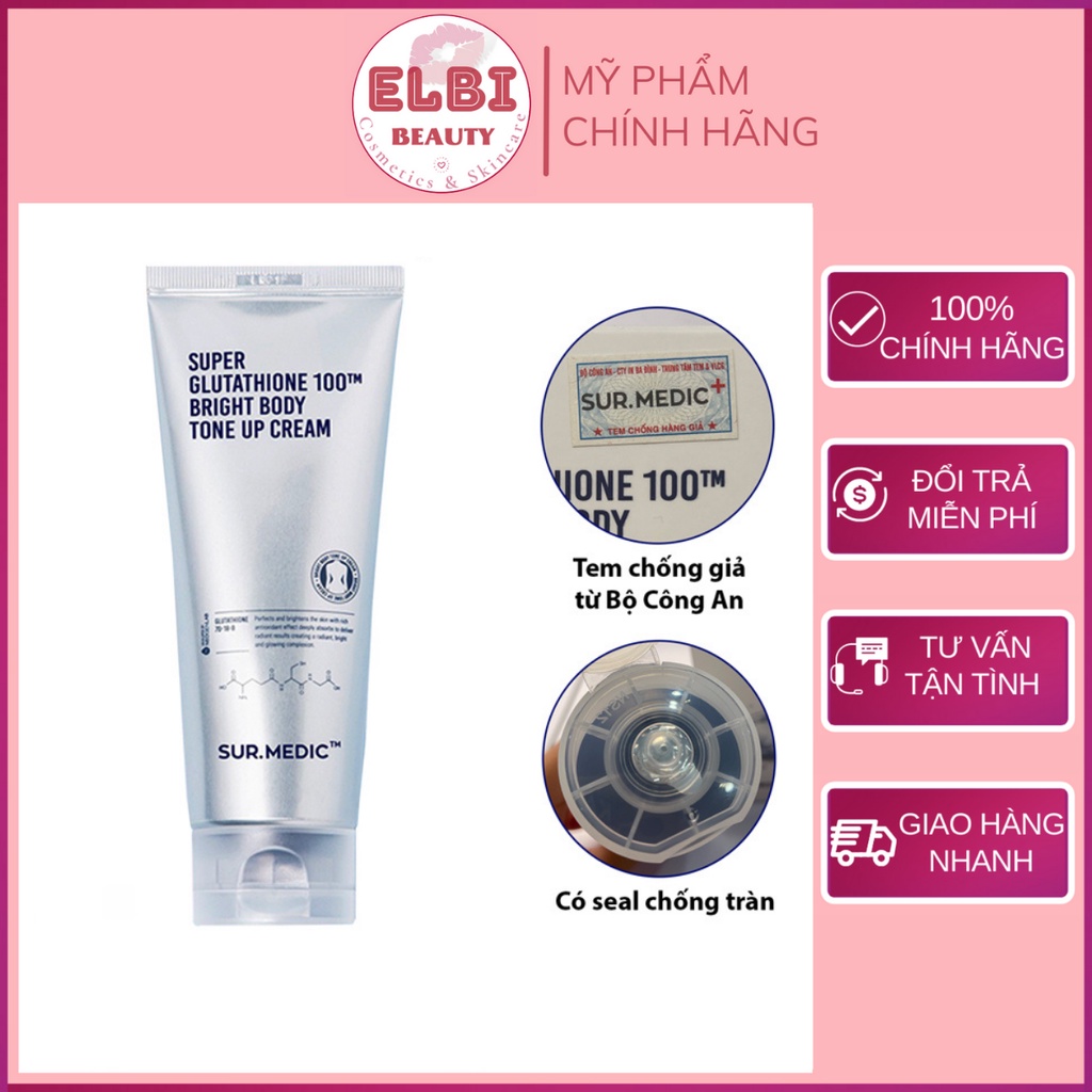 Kem Nâng Tone Trắng Da Toàn Thân SURMEDIC Super Glutathione 100TM Bright Body Sur.Medic Tone Up Cream Sur medic 150ml | WebRaoVat - webraovat.net.vn