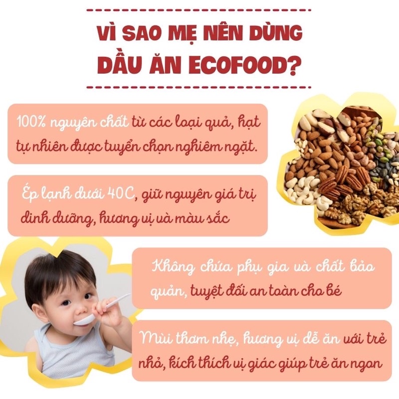 Dầu Ăn Dặm Cho Bé ECOFOOD Date 2025 Cho Trẻ Trên 6 Tháng Tuổi ,Giúp Bổ Não,Tăng Chiều Cao Cho Bé,Dung Tích 60ml và 150ml