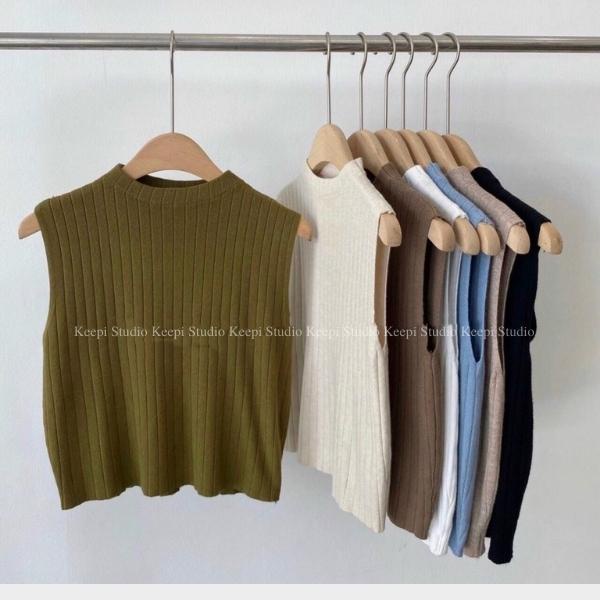 Áo Len Gân Sát Nách Keepi 100% Cotton, Không Bai Nhão, Không Xù Lông, Không Phai Màu