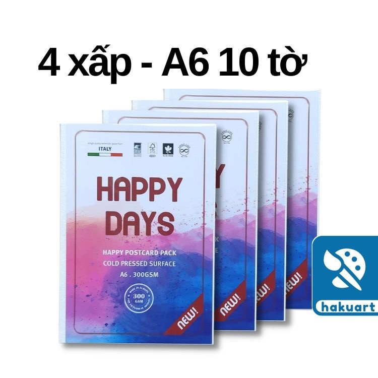 Giấy Vẽ Màu Nước HAPPY 300gsm (vân nổi Cold) - Họa Cụ Hakuart