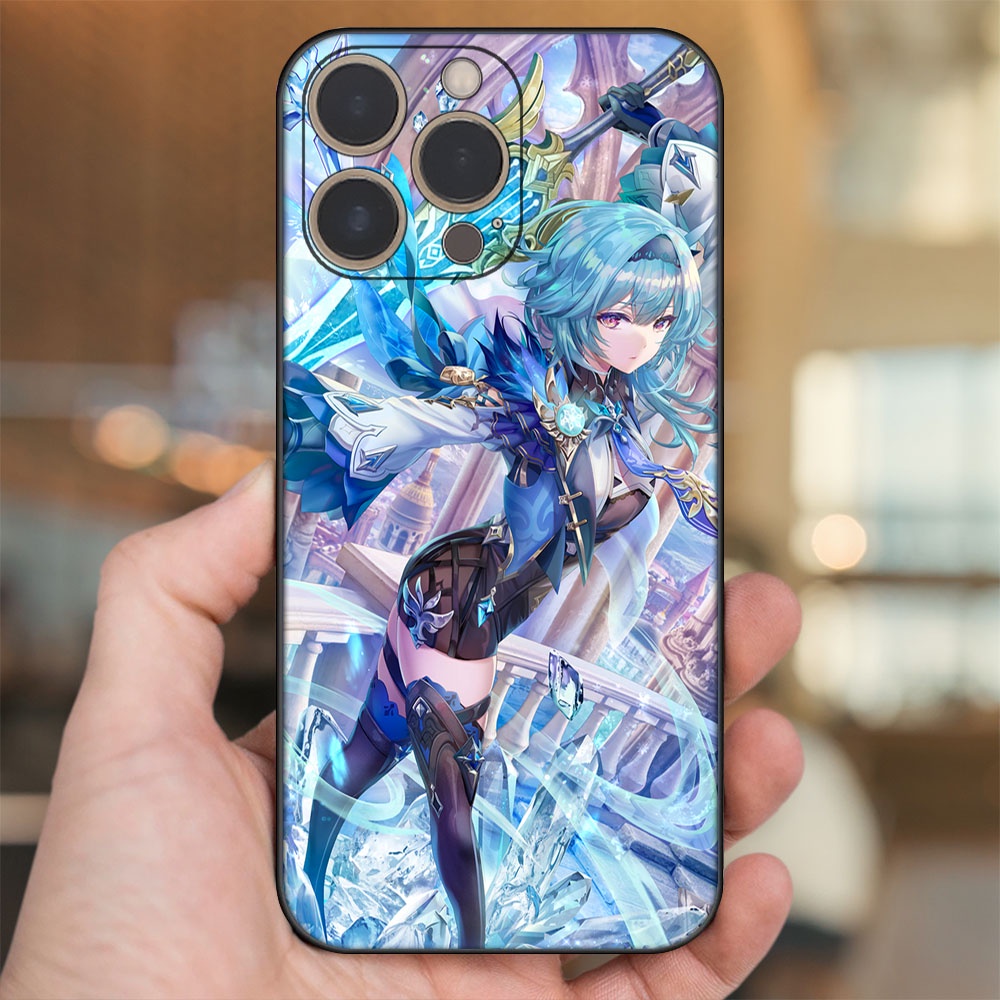 Ốp lưng iPhone 14 Pro dẻo đen cạnh vuông in hình Eula Genshin Impact