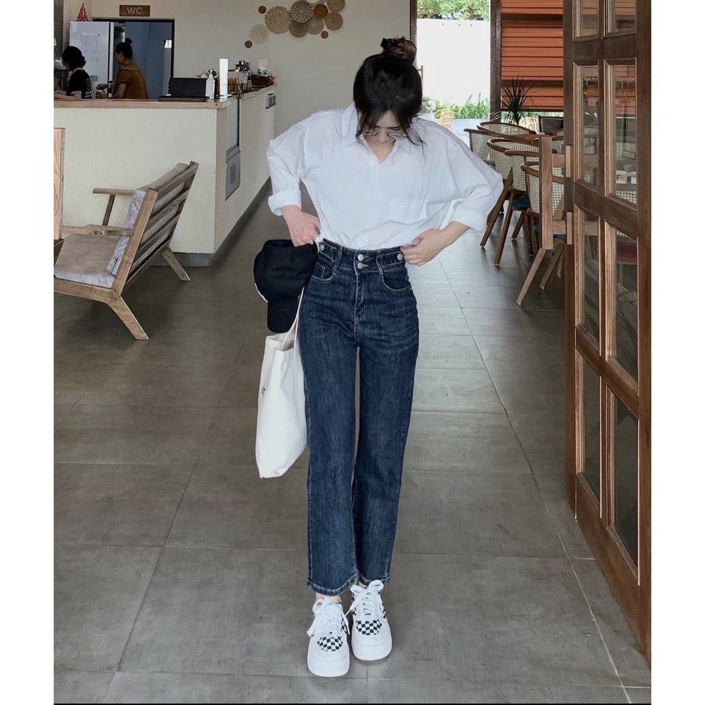 Áo sơ mi vạt tôm xẻ cúc lưng cách điệu phong cách Hàn Quốc Somivattom1104