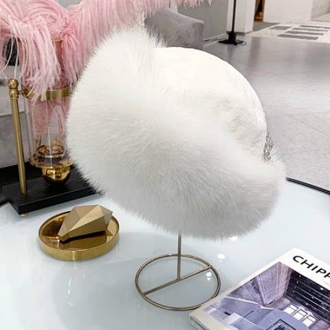 Nón Lông Cáo Nhân Tạo Dày Dặn Giữ Ấm Mùa Đông Phong Cách Nga Cho Nữ