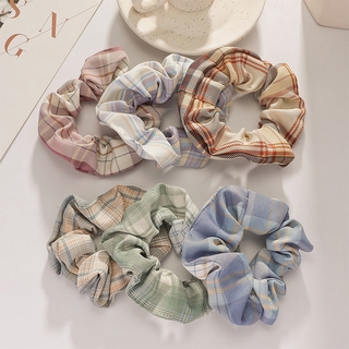 Set 4 sợi dây buộc tóc vải Caro Scrunchie handmade cột tóc bé gái (màu ngẫu nhiên)
