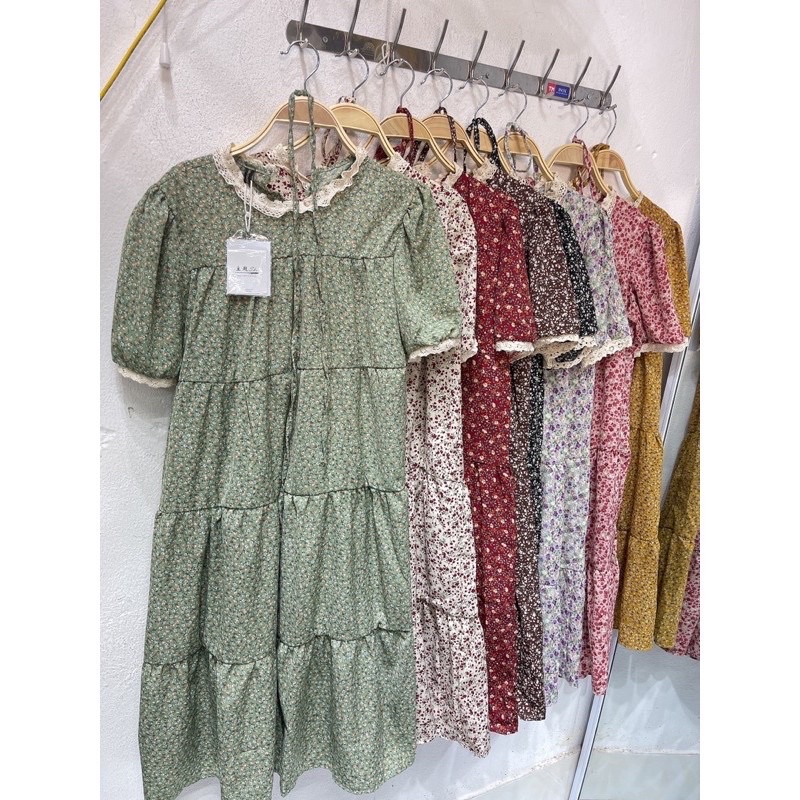 Đầm Hoa Nhí Ren Dáng Suông Maxi Dễ Thương 5 màu