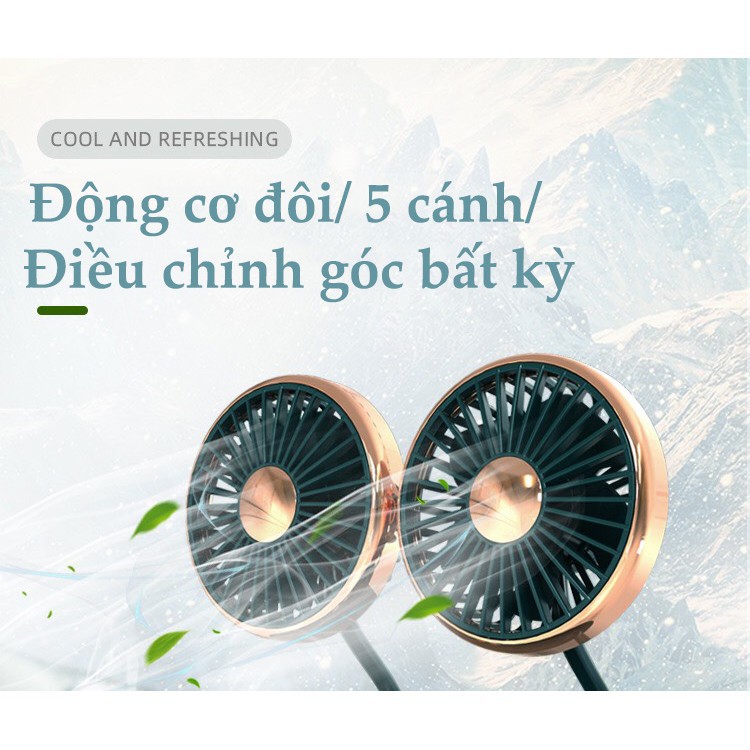 Quạt mini để bàn văn phòng, quạt 12v ô tô xoay 360 độ