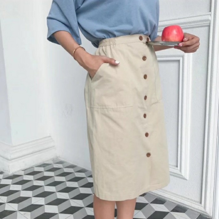 SẴN HÀNG | #902 Chân váy thô cúc chữ A dài hàng QC