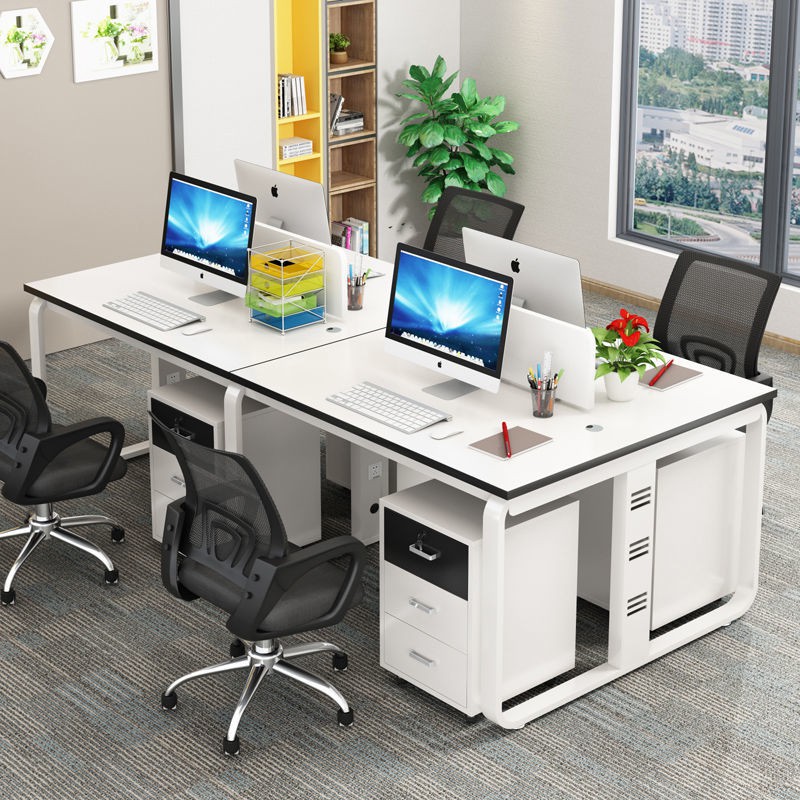 Bàn ghế văn phòng kết hợp nhân viên 4/6 chỗ Nội thất đơn giản hiện đại Vách ngăn màn hình máy tính