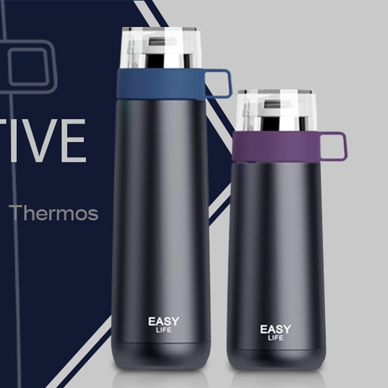 Bình giữ nhiệt Thermos dạng phích có kèm nắp cốc tiện lợi dung tích 500ml bình inox 304