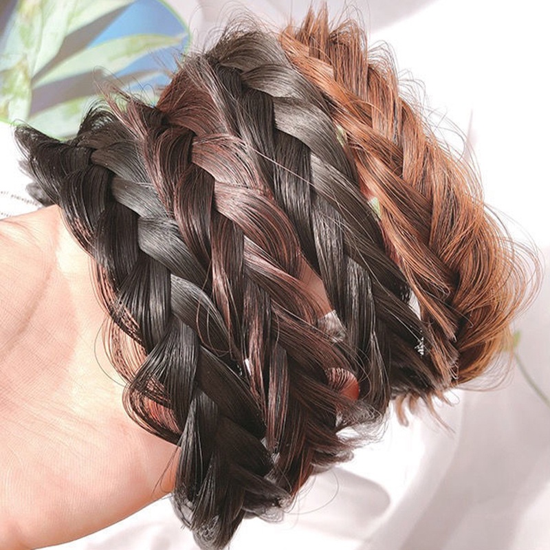 Băng đô tóc giả bện xoắn thời trang Hàn Quốc cho bé gái chống trượt