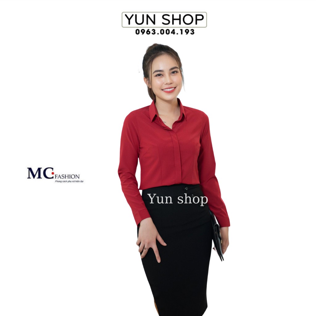 Áo sơ mi công sở dài tay - MC Fashion A198 màu đỏ đô