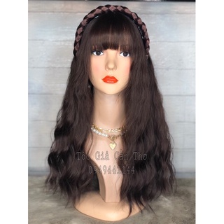 Tóc bộ tơ cao cấp, xoăn trục 50cm nâu socola