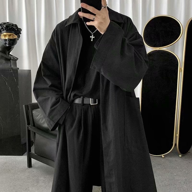Áo khoác dáng dài form rộng thời trang mùa thu hàn quốc cho nam new áo dài tay jacket rộng men top coat áo gió nam phong cách hàn quốc màu đặc retro áo dài tay