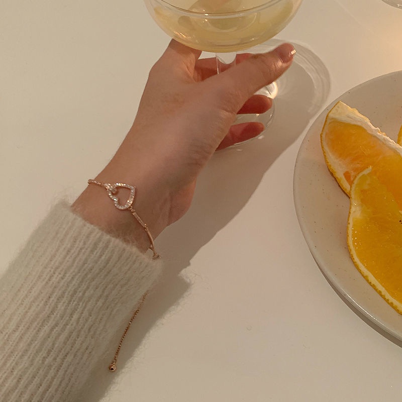 ✨✨Vòng đeo tay nữ trái tim dây cài đính đá lắc tay