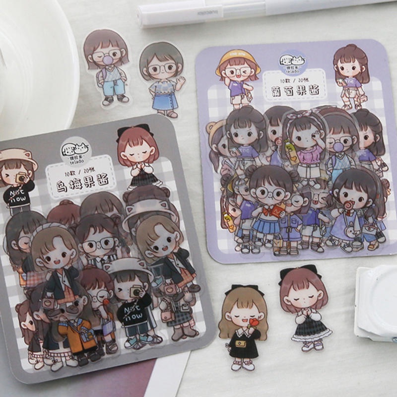 ⭐ iLado ⭐ 【10PCS】 PET Không thấm nước telado Nhãn hình dán cute sticker dễ thương sticker trang trí sổ hình dán sticker hiểm bộ sticker  nhãn dán sổ chiết lưu trữ  trang trí sổ dán sổ lưu trữ sticker tập vở sổ