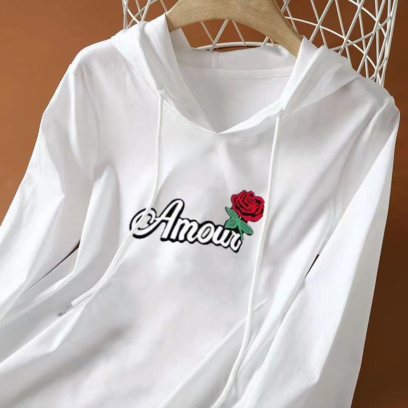 Áo thun nữ tay dài có nón chất liệu cotton thời trang Hàn Quốc