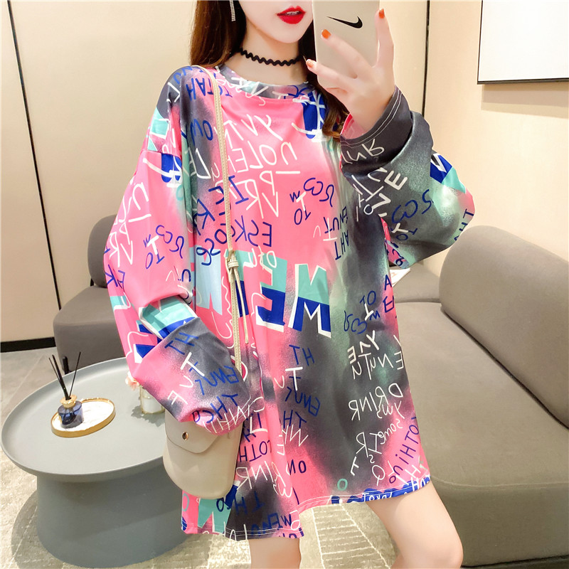 2020 spring and autumn new color letter loose long sleeve t-shirt Women Clothes Tops and Blouse