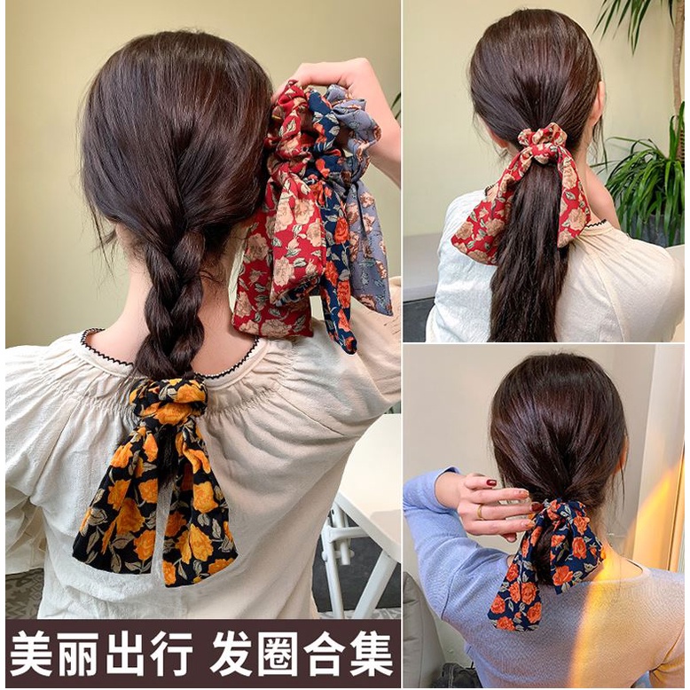 Dây Buộc Tóc Thắt Nơ Ruy Băng Bằng Vải Satin Mềm Co Giãn Cổ Điển Dành Cho Nữ C54