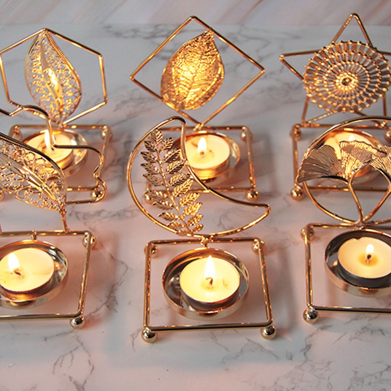 Giá Đỡ Nến Bằng Sắt Khắc Hình Ngôi Sao Mặt Trăng Kiểu Ả Rập Độc Đáo Trang Trí Bàn Ăn