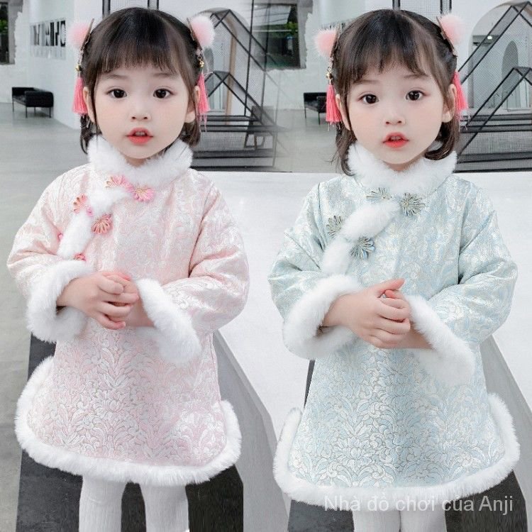 Girl Autumn And Winter Baby Thick Cotton Children Hanfu Cheongsam Dress