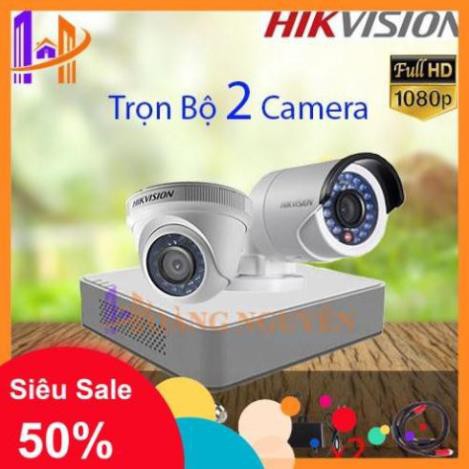 camera_ Camera Cao Cấp - Trọn Bộ 2 Camera 2MP giá rẻ Hikvision DS-2CE16D0T-IRP + DS-2CE56D0T-IRP + DS-7104HGHI-F1