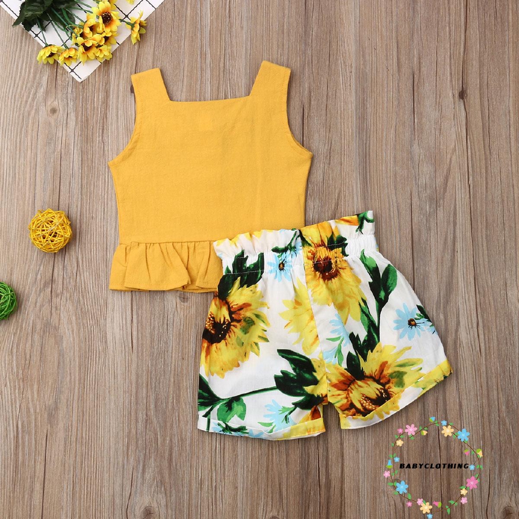 Set áo dây crop top + quần short dễ thương cho bé gái