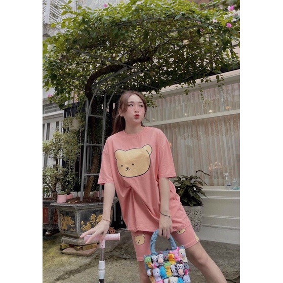 sét bộ đùi in thun tixi cổ tròn ngắn tay