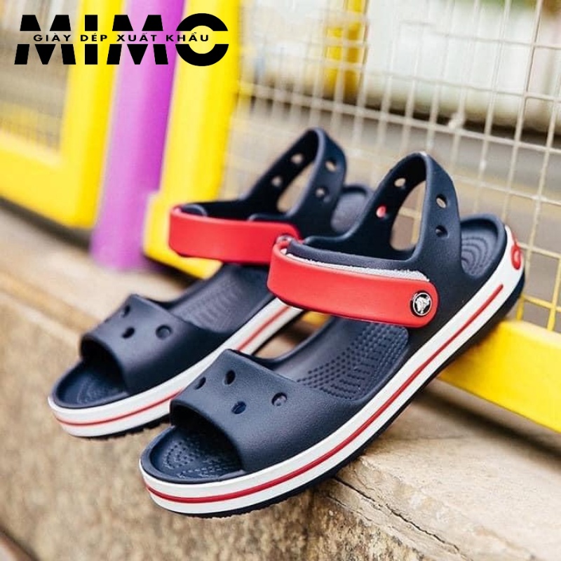 [Tặng 10 nút gắn] - Sandal Baya trẻ em màu navy quai đỏ, dép nhựa đi mưa êm nhẹ, chống trơn trượt cho bé