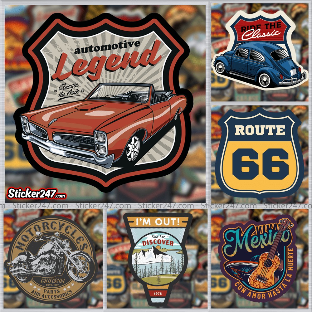 Sticker Vintage Labels 𝑭𝒓𝒆𝒆𝒔𝒉𝒊𝒑 Sticker Dán Mũ Bảo Hiểm, Dán Vali, Đàn Guitar - Hình Dán Chống Thấm Nước - Mix Chủ Đề