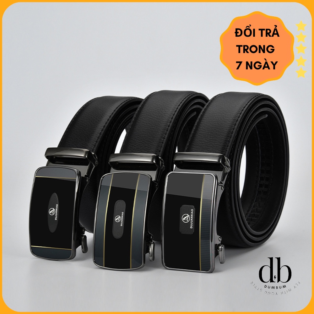 Thắt lưng dây nịt da nam doanh nhân da bò thật 2 lớp khóa tự động cao cấp DUMBUM DT102