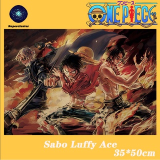 Tranh treo tường họa tiết One Piece "Sabo Luffy Ace" dùng cho trang trí kích thước 35x50cm
