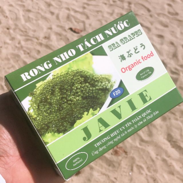 Hộp 120gr rong nho tách nước JAVIE  tặng 2 gói xốt mè rang. rong biển. rong nho