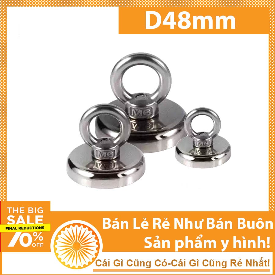 Nam châm cứu hộ d48mm lực hút 35KG loại siêu khỏe