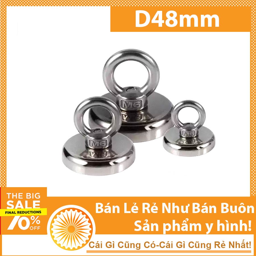 Nam châm cứu hộ d48mm HÚT 35KG LOẠI NAM CHÂM SIÊU MẠNH