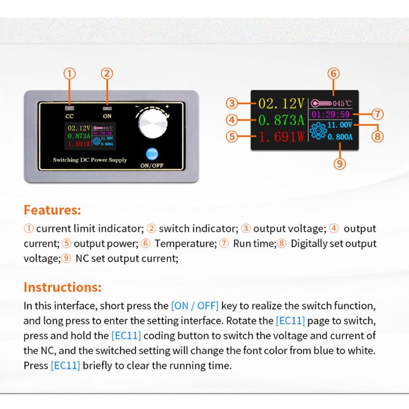 ★coming♣ Programmable CNC Buck-boost DC Adjustable Regulated Power Supply Module Ammeter