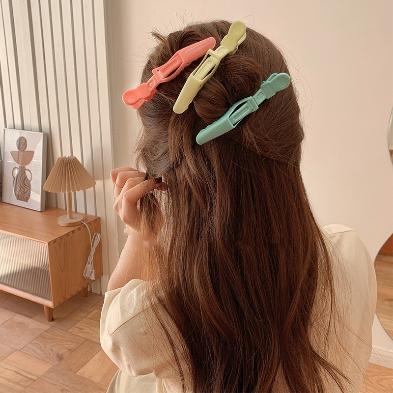 Set 3 kẹp tóc cá sấu Haimeikang bằng nhựa màu sắc kẹo ngọt thời trang cho nữ