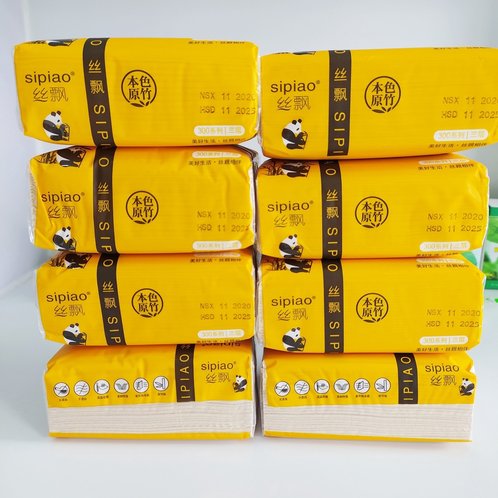 Giấy Ăn Gấu Trúc Sipiao Đa Năng Gói 300 Tờ - Siêu mềm, siêu dai